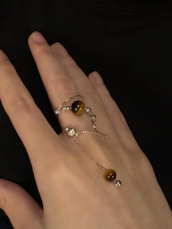 Leo natural gold tiger eye stone open ring