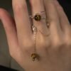 Leo natural gold tiger eye stone open ring