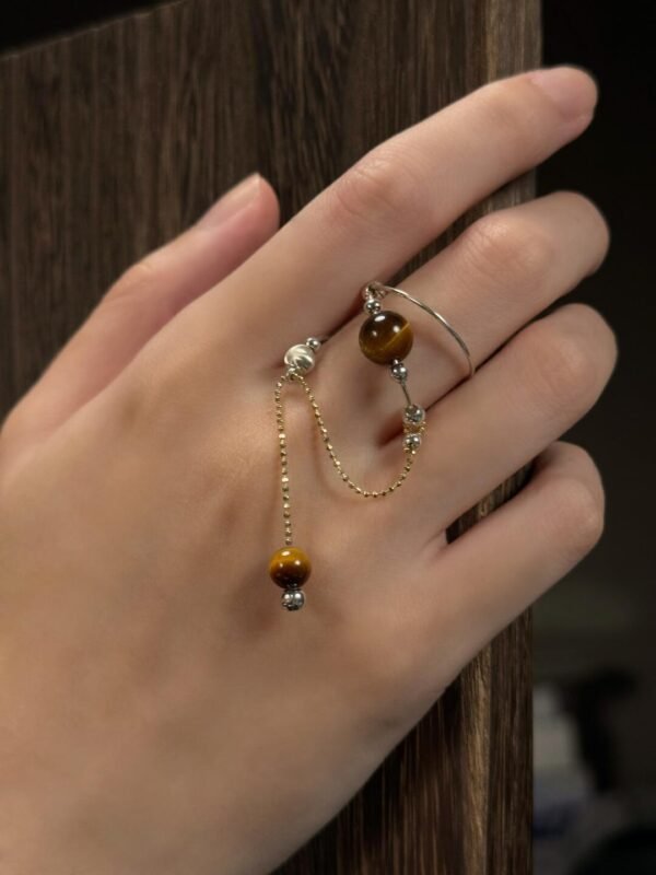 Leo natural gold tiger eye stone open ring