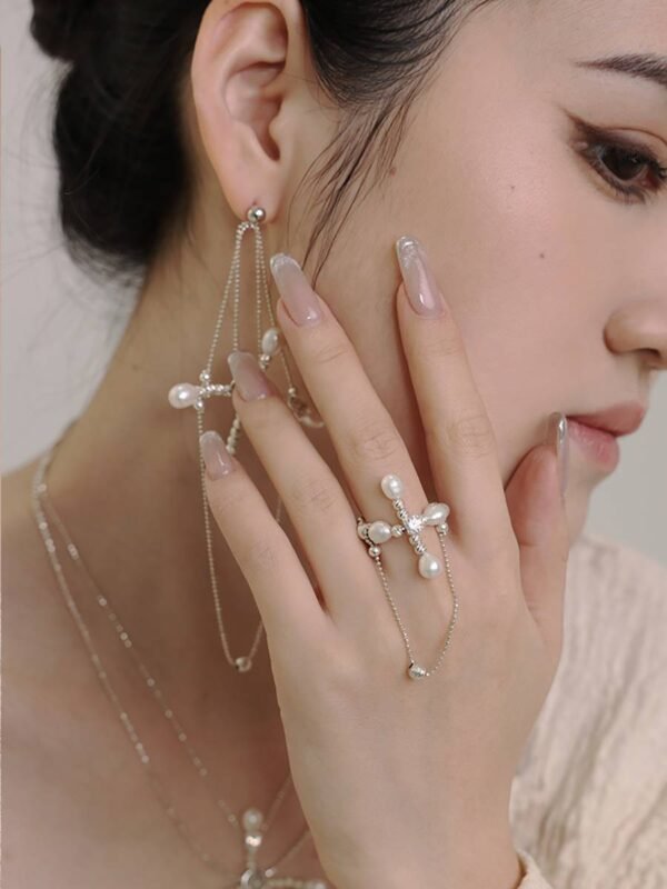 Sagittarius vintage style pearl open ring
