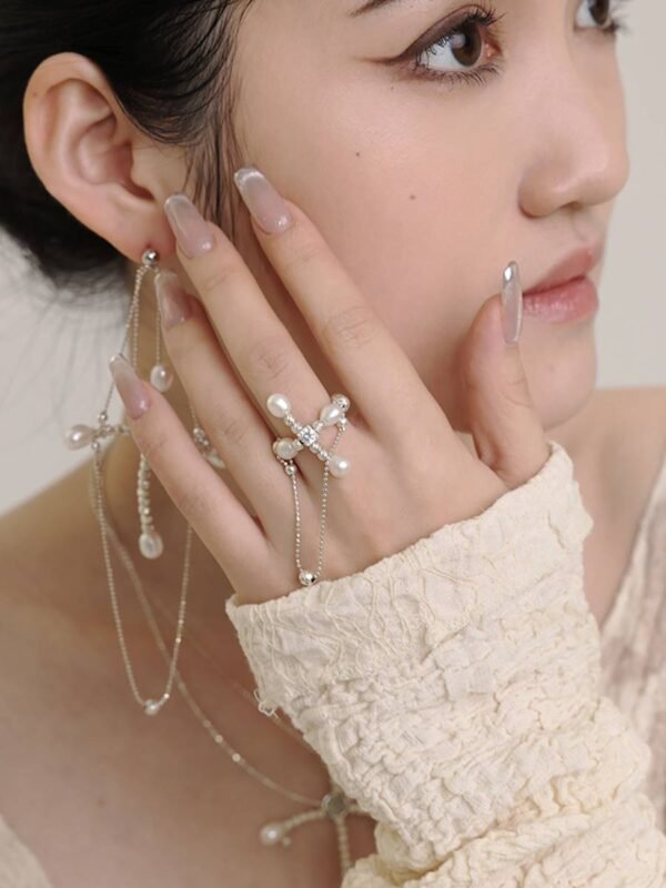Sagittarius vintage style pearl open ring