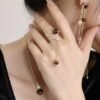 Leo natural gold tiger eye stone open ring